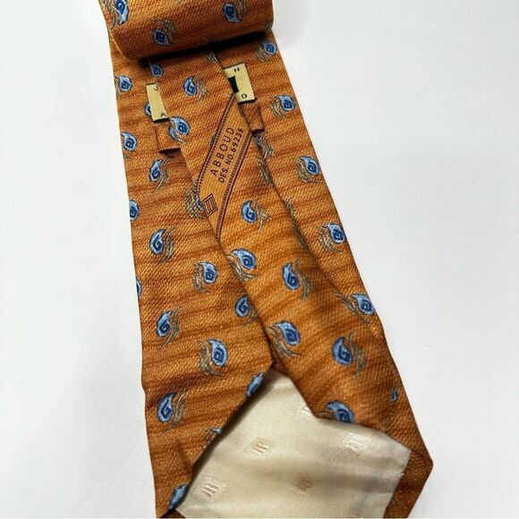 Joseph Abboud Silk Made in Italy Necktie Brown Blue Tie Paisley Mens Workwear - Picture 7 of 7